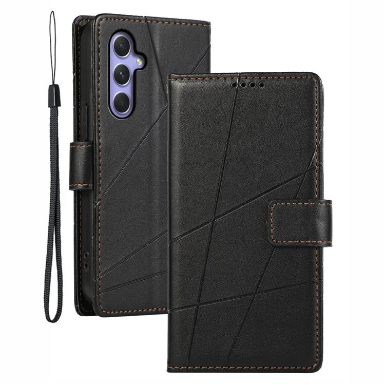 DF-06 For Samsung Galaxy A54 5G Case Lines Imprinted Anti-drop PU Leather Phone Cover