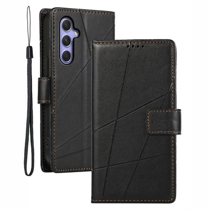 DF-06 For Samsung Galaxy A54 5G Case Lines Imprinted Anti-drop PU Leather Phone Cover