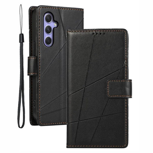 DF-06 For Samsung Galaxy A54 5G Case Lines Imprinted Anti-drop PU Leather Phone Cover