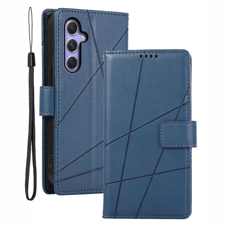 DF-06 For Samsung Galaxy A54 5G Case Lines Imprinted Anti-drop PU Leather Phone Cover