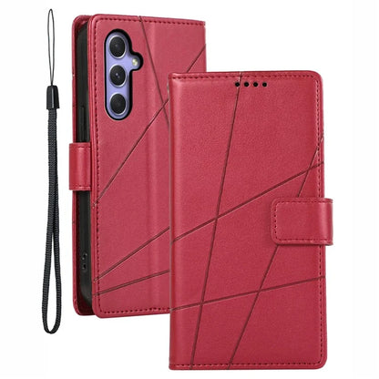 DF-06 For Samsung Galaxy A54 5G Case Lines Imprinted Anti-drop PU Leather Phone Cover
