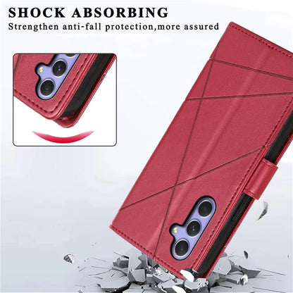 DF-06 For Samsung Galaxy A54 5G Case Lines Imprinted Anti-drop PU Leather Phone Cover