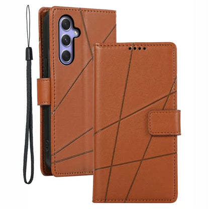 DF-06 For Samsung Galaxy A54 5G Case Lines Imprinted Anti-drop PU Leather Phone Cover