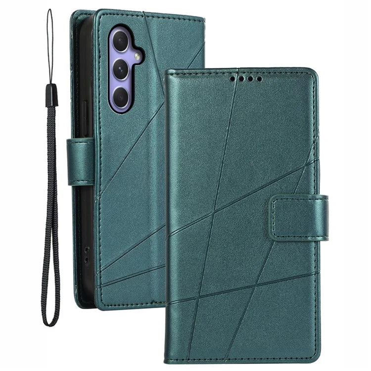 DF-06 For Samsung Galaxy A54 5G Case Lines Imprinted Anti-drop PU Leather Phone Cover