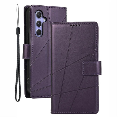 DF-06 For Samsung Galaxy A54 5G Case Lines Imprinted Anti-drop PU Leather Phone Cover