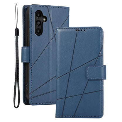 DF-06 For Samsung Galaxy A15 4G Case Lines Imprinted PU Leather Phone Cover with Stand