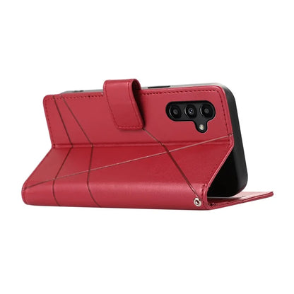 DF-06 For Samsung Galaxy A15 4G Case Lines Imprinted PU Leather Phone Cover with Stand