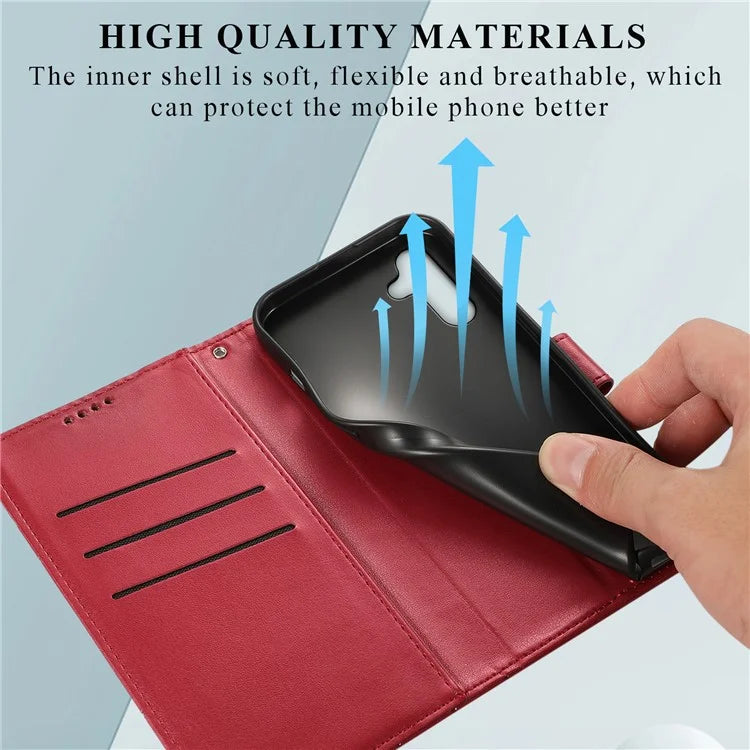 DF-06 For Samsung Galaxy A15 4G Case Lines Imprinted PU Leather Phone Cover with Stand