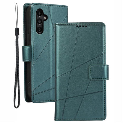 DF-06 For Samsung Galaxy A15 4G Case Lines Imprinted PU Leather Phone Cover with Stand