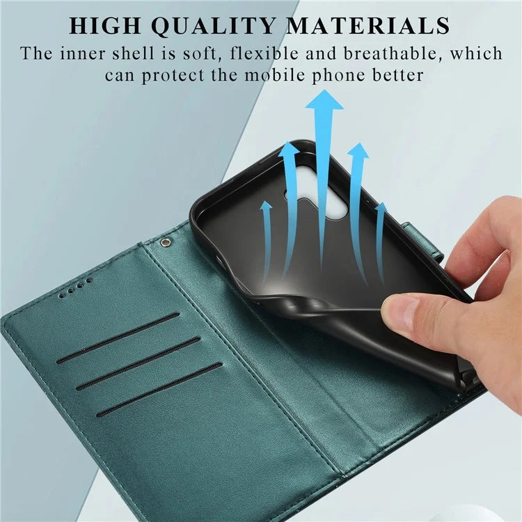 DF-06 For Samsung Galaxy A15 4G Case Lines Imprinted PU Leather Phone Cover with Stand