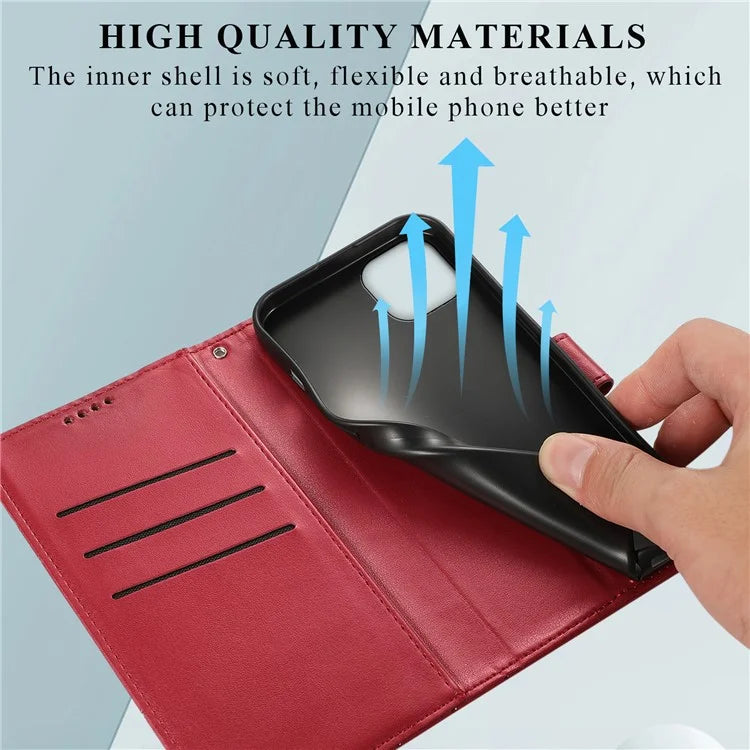 DF-06 For iPhone 15 Case Anti-scratch Lines Imprinted PU Leather Phone Cover