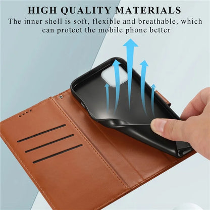 DF-06 For iPhone 15 Case Anti-scratch Lines Imprinted PU Leather Phone Cover