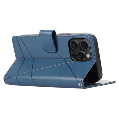 DF-06 For iPhone 15 Pro Max Case Drop-proof Lines Imprinted PU Leather Phone Cover