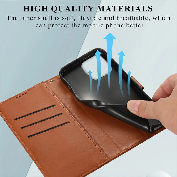 DF-06 For iPhone 15 Pro Max Case Drop-proof Lines Imprinted PU Leather Phone Cover