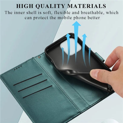 DF-06 For iPhone 15 Pro Max Case Drop-proof Lines Imprinted PU Leather Phone Cover