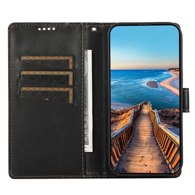 DF-06 For Samsung Galaxy A05 4G Case Lines Imprinted Leather Phone Folding Stand Cover