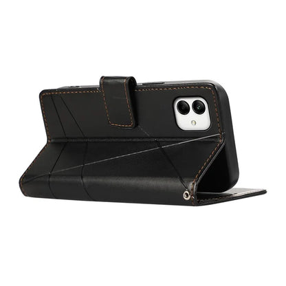 DF-06 For Samsung Galaxy A05 4G Case Lines Imprinted Leather Phone Folding Stand Cover
