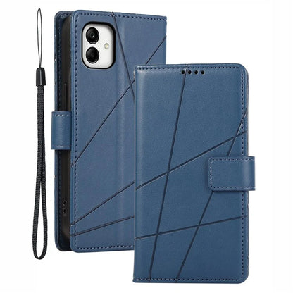 DF-06 For Samsung Galaxy A05 4G Case Lines Imprinted Leather Phone Folding Stand Cover