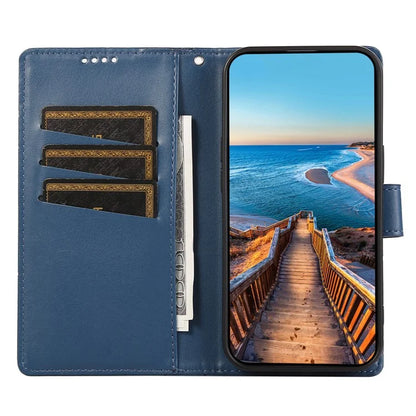 DF-06 For Samsung Galaxy A05 4G Case Lines Imprinted Leather Phone Folding Stand Cover