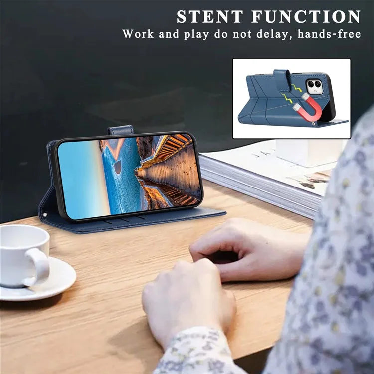 DF-06 For Samsung Galaxy A05 4G Case Lines Imprinted Leather Phone Folding Stand Cover