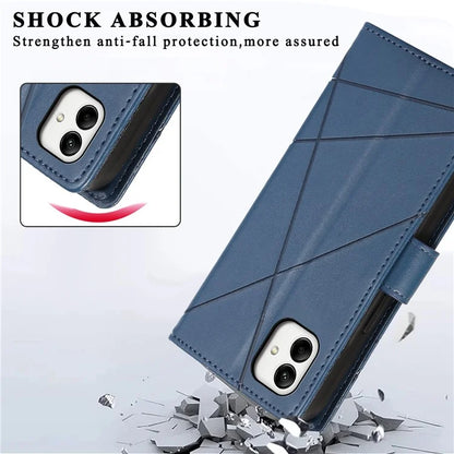 DF-06 For Samsung Galaxy A05 4G Case Lines Imprinted Leather Phone Folding Stand Cover