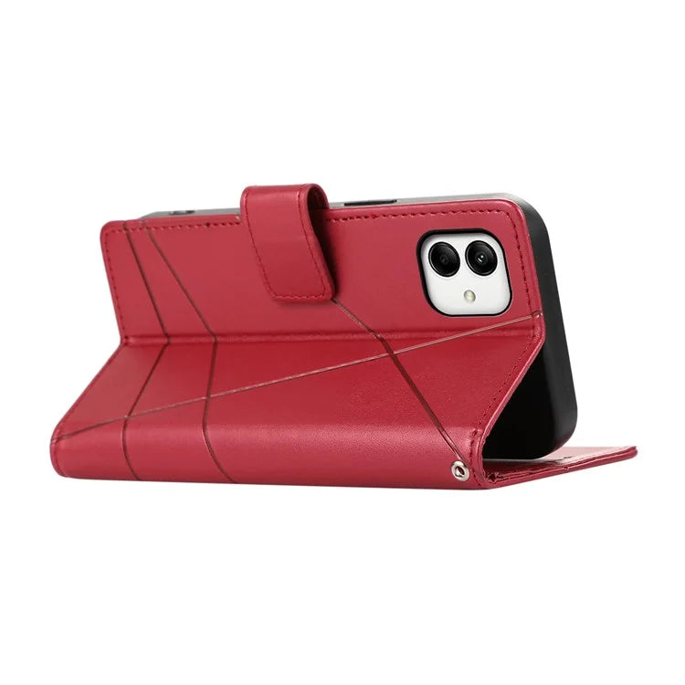DF-06 For Samsung Galaxy A05 4G Case Lines Imprinted Leather Phone Folding Stand Cover
