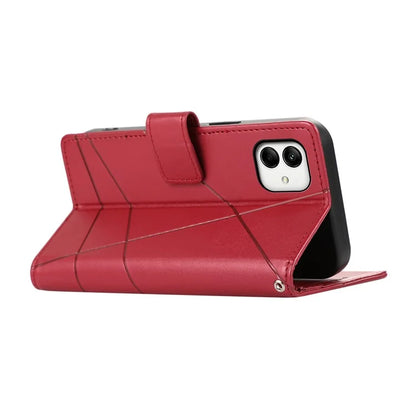 DF-06 For Samsung Galaxy A05 4G Case Lines Imprinted Leather Phone Folding Stand Cover