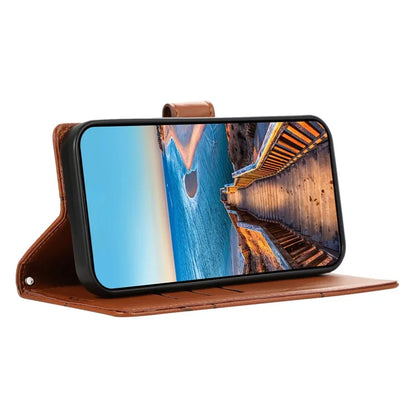 DF-06 For Samsung Galaxy A05 4G Case Lines Imprinted Leather Phone Folding Stand Cover