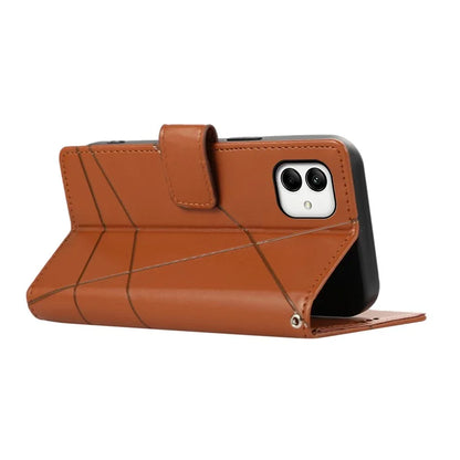 DF-06 For Samsung Galaxy A05 4G Case Lines Imprinted Leather Phone Folding Stand Cover