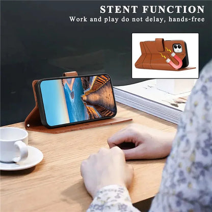 DF-06 For Samsung Galaxy A05 4G Case Lines Imprinted Leather Phone Folding Stand Cover