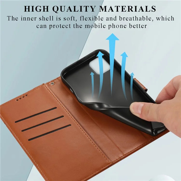 DF-06 For Samsung Galaxy A05 4G Case Lines Imprinted Leather Phone Folding Stand Cover