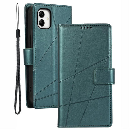 DF-06 For Samsung Galaxy A05 4G Case Lines Imprinted Leather Phone Folding Stand Cover