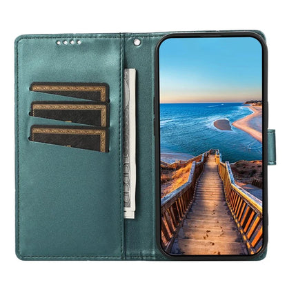 DF-06 For Samsung Galaxy A05 4G Case Lines Imprinted Leather Phone Folding Stand Cover
