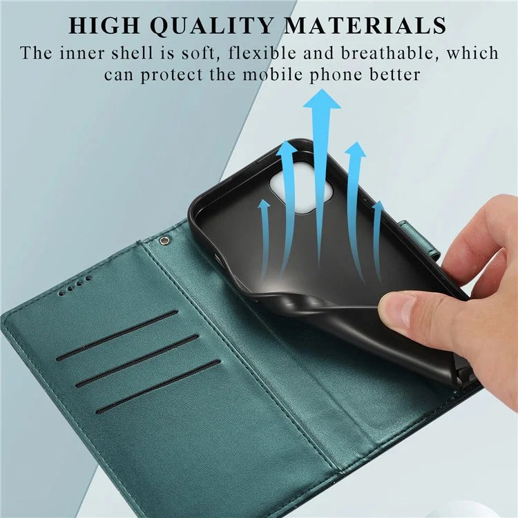 DF-06 For Samsung Galaxy A05 4G Case Lines Imprinted Leather Phone Folding Stand Cover