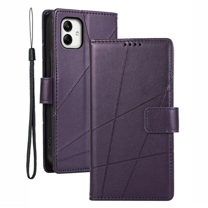 DF-06 For Samsung Galaxy A05 4G Case Lines Imprinted Leather Phone Folding Stand Cover