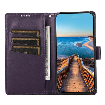 DF-06 For Samsung Galaxy A05 4G Case Lines Imprinted Leather Phone Folding Stand Cover