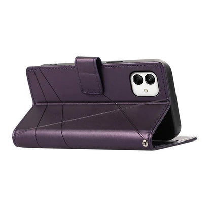 DF-06 For Samsung Galaxy A05 4G Case Lines Imprinted Leather Phone Folding Stand Cover