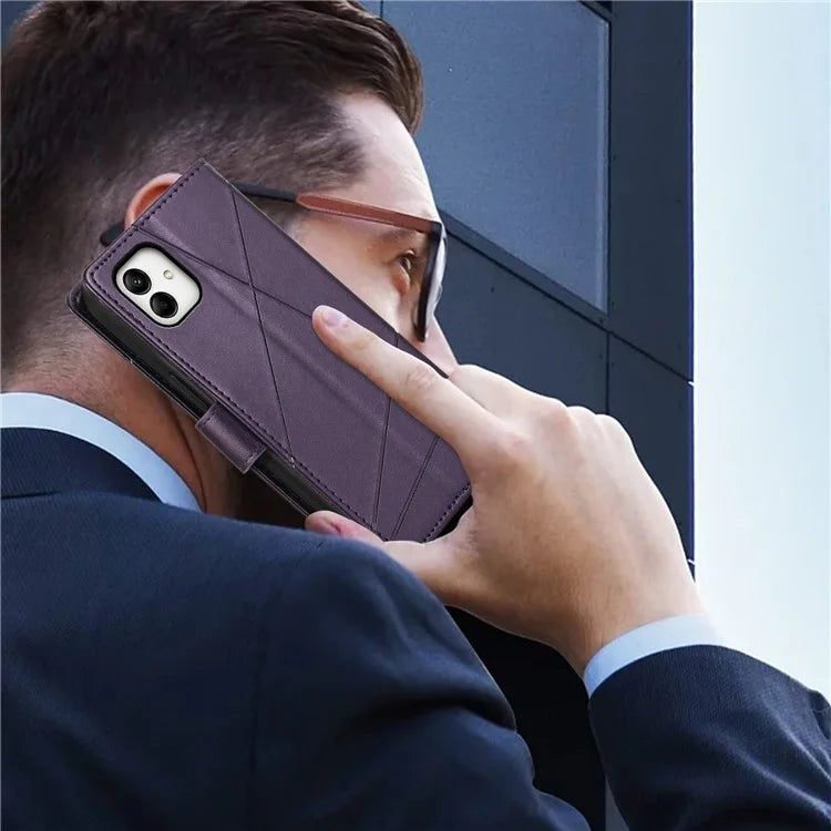 DF-06 For Samsung Galaxy A05 4G Case Lines Imprinted Leather Phone Folding Stand Cover