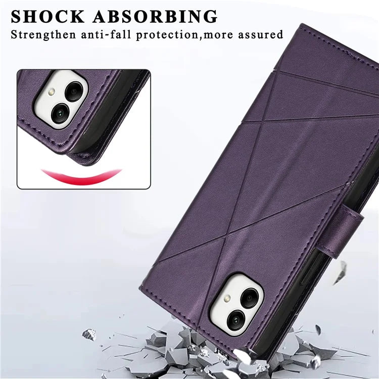 DF-06 For Samsung Galaxy A05 4G Case Lines Imprinted Leather Phone Folding Stand Cover