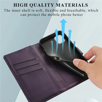 DF-06 For Samsung Galaxy A05 4G Case Lines Imprinted Leather Phone Folding Stand Cover