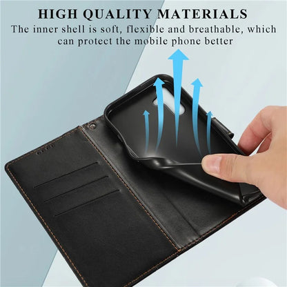 DF-06 For Samsung Galaxy A14 5G / A14 4G Case Magnetic Clasp Lines Imprinted Leather Phone Cover