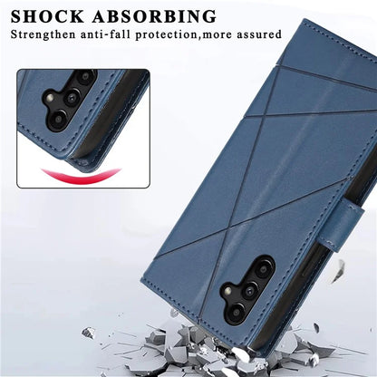 DF-06 For Samsung Galaxy A14 5G / A14 4G Case Magnetic Clasp Lines Imprinted Leather Phone Cover