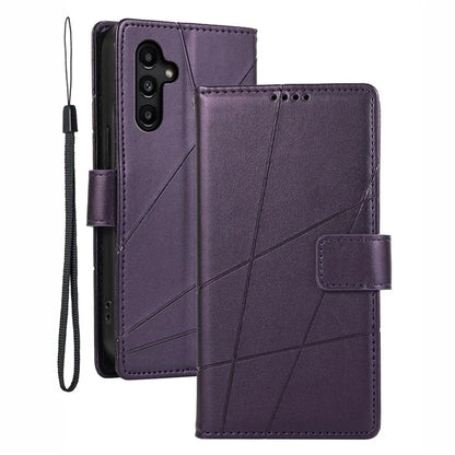 DF-06 For Samsung Galaxy A14 5G / A14 4G Case Magnetic Clasp Lines Imprinted Leather Phone Cover