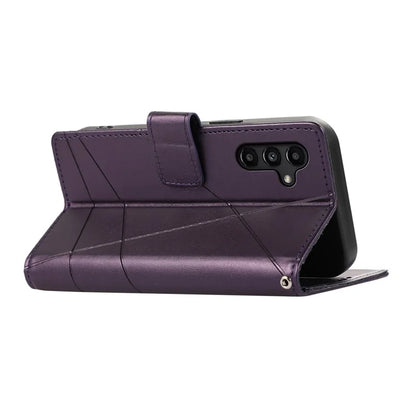DF-06 For Samsung Galaxy A14 5G / A14 4G Case Magnetic Clasp Lines Imprinted Leather Phone Cover