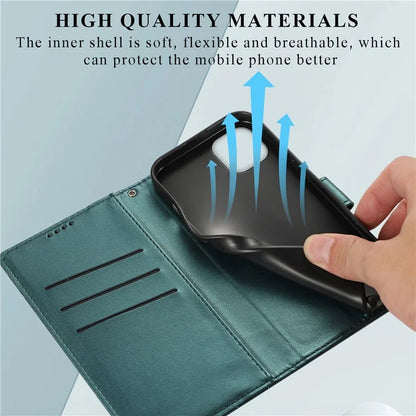 DF-06 For iPhone 15 Plus Case Well-protected Lines Imprinted Leather Phone Cover