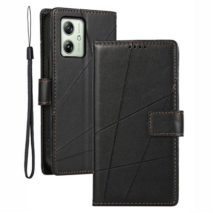 DF-06 For Motorola Moto G54 5G Case Lines Imprinted Full Protection Leather Phone Cover