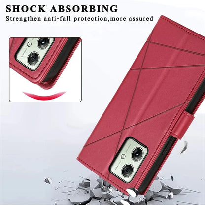 DF-06 For Motorola Moto G54 5G Case Lines Imprinted Full Protection Leather Phone Cover