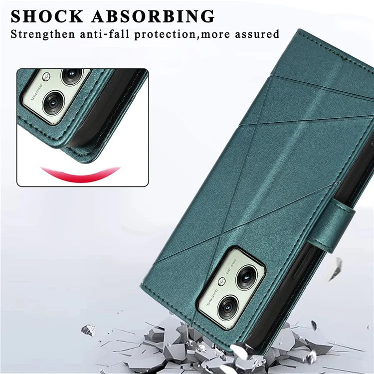 DF-06 For Motorola Moto G54 5G Case Lines Imprinted Full Protection Leather Phone Cover