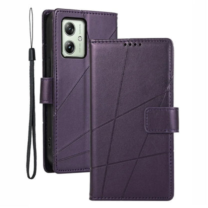 DF-06 For Motorola Moto G54 5G Case Lines Imprinted Full Protection Leather Phone Cover