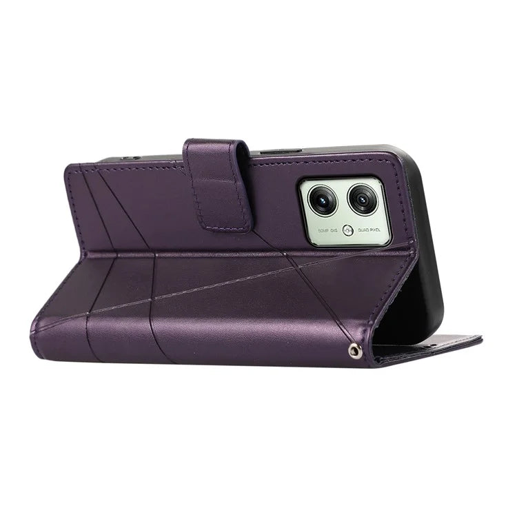 DF-06 For Motorola Moto G54 5G Case Lines Imprinted Full Protection Leather Phone Cover